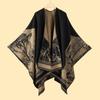 Shawl Imitation Cashmere Knitted Scarf Split Fork Oil Painting Cape Cloak Outside