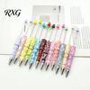 Cute Cream Texture Pen DIY Beadable Pen, Plastic Beaded Black Ink Ballpoint Handmade Style for Students Teens Teachers School Office Supplies