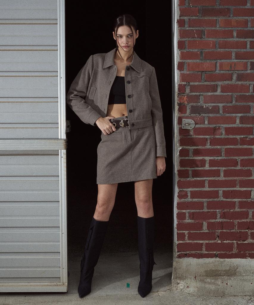 Etmont Lip Pocket Mini Skirt, Ash Brown