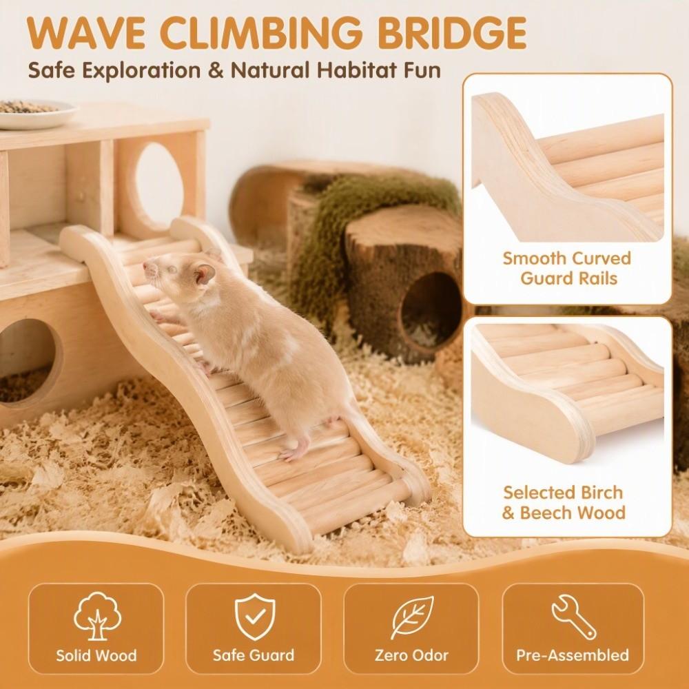 Optional Size Wooden Hamster Bridge Easy Installation Hamster Interactive Toy Small Pets