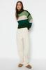 Women's Elegance Style Sweater Dark Green Crop Soft Textured Knitwear Sweater
