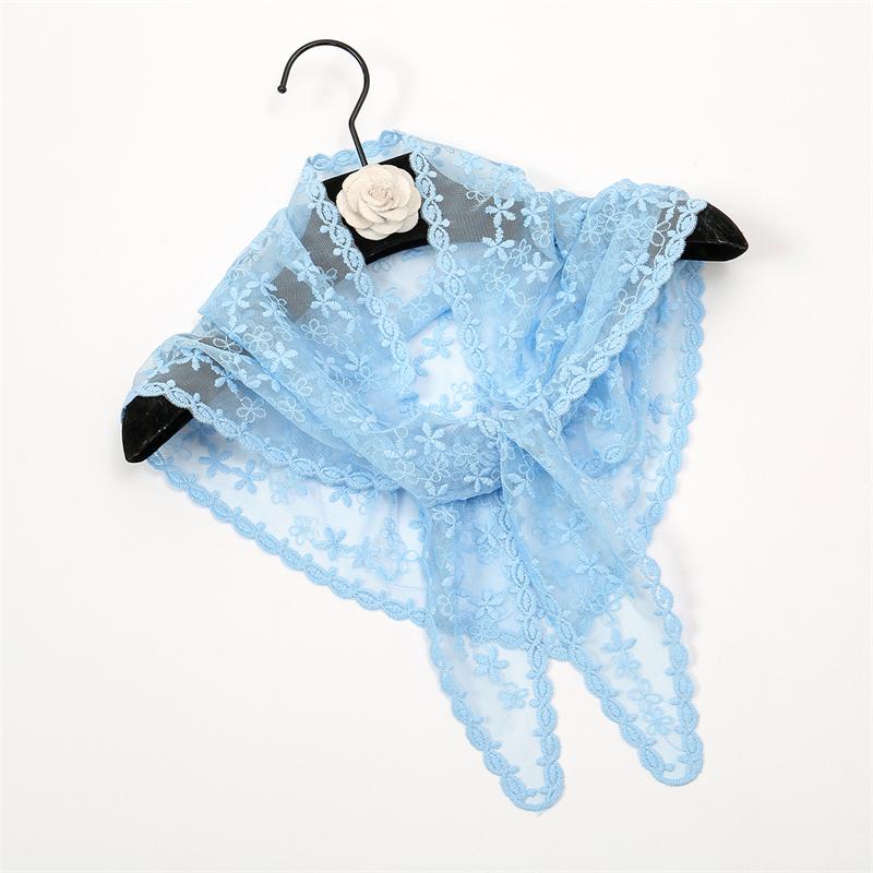 Women Lace Triangle Scarf Sweet Girls Sunscreen Scarf Spring Summer French Beach Style Hair Tie Vintage Female Lady Muslim Hijab