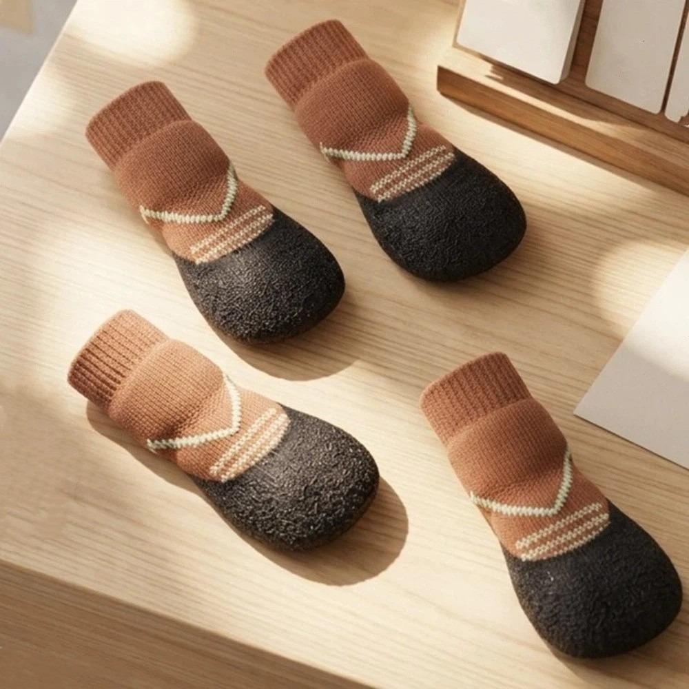 4PCS Adjustable Pet Floor Socks Breathable Pet Paw Protector Non-slip Dog Shoes Indoor Use