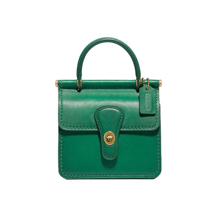 Coach Кошелек-аккордеон Willis 12, короткий, кожаный, для монет и карт, женский, зеленый 790-B4GN