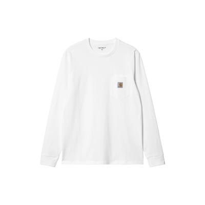 FW22 Квадратная этикетка с логотипом Карманная футболка с длинным рукавом Мужские топы Белый I03043702XX