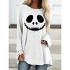 Ladies' Smiling Face Pattern Printed Round Neck Long Sleeved T-shirt Fashionable Casual Top Pullover Clothing