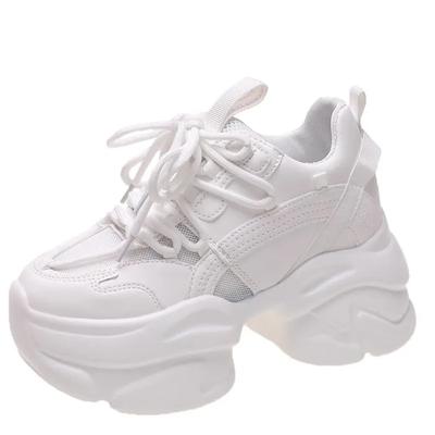 Модные женские кроссовки с сеткой на толстой платформе женские кроссовки на танкетке 8 см повседневная обувь дизайнеры осенние дышащие туфли для папы женские