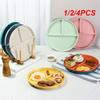 1/2/4PCS Divided Dish In 3 Diet Reusable Round Dinner Plate Kitchen Dinnerware Portion Plates for Adults 3 Compartments