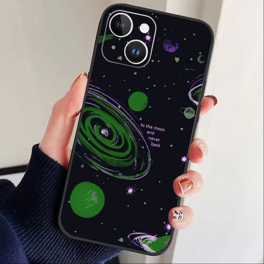 Y2k INS Чехол для телефона с граффити для iPhone17,16,15,14,13,12 Plus,Max Мягкий силиконовый черный чехол