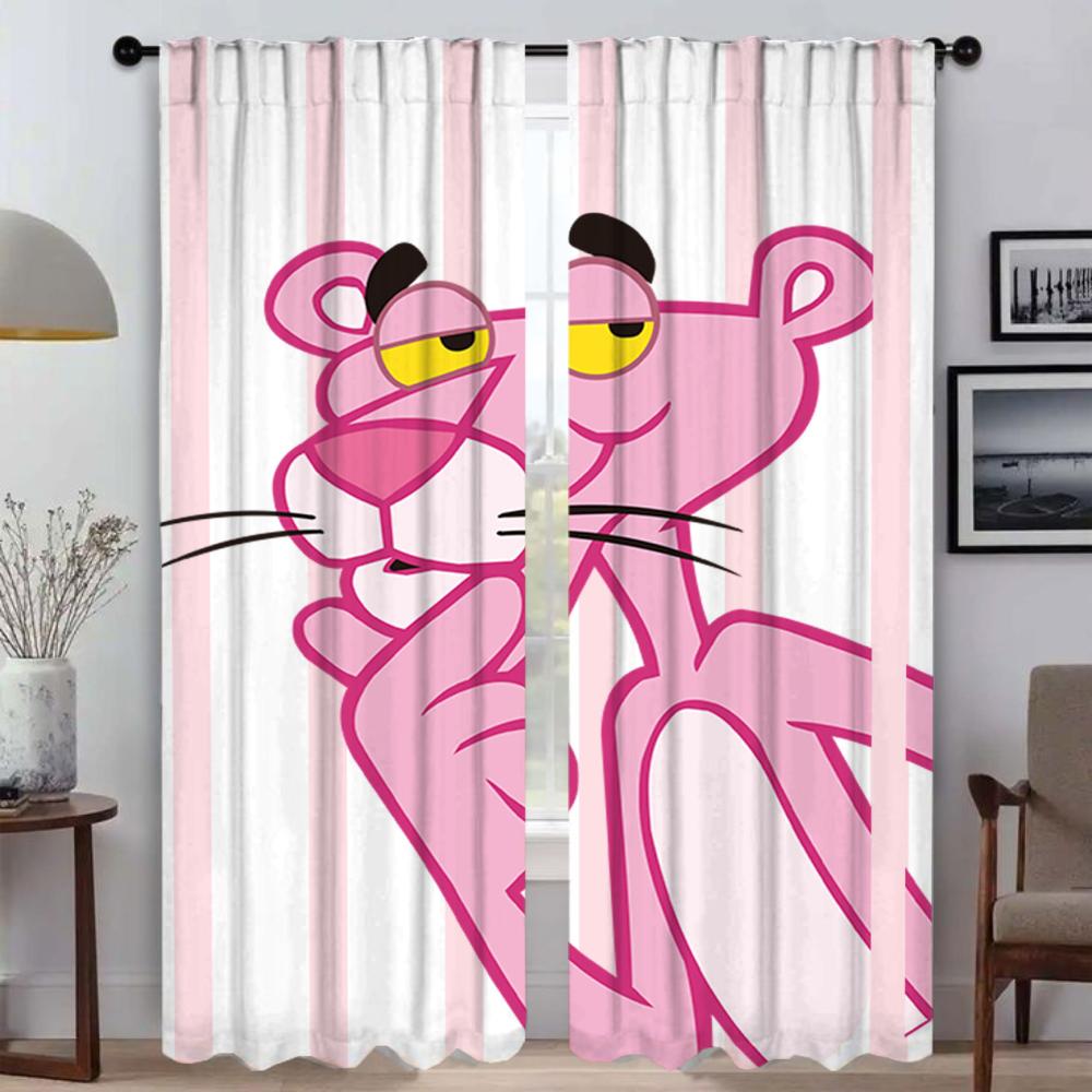Элегантные шторы для комнаты, розовая пантера, затемняющие шторы, украшения на Хэллоуин, разделительные шторы, 2 шт., гостиная