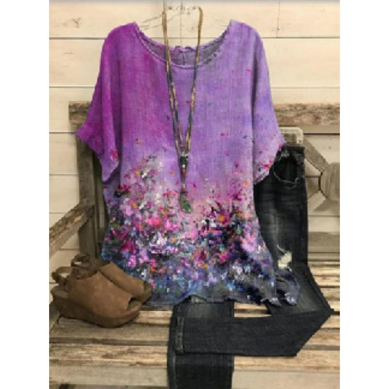 Летний топ с круглым вырезом и принтом в виде 3D-рисунка тушью, модные и повседневные женские футболки больших размеров с короткими рукавами