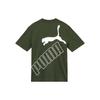Ess American Retro Logo Print Casual Round Neck Short Sleeve T-Shirt Unisex Tops Army-Green 681936-31