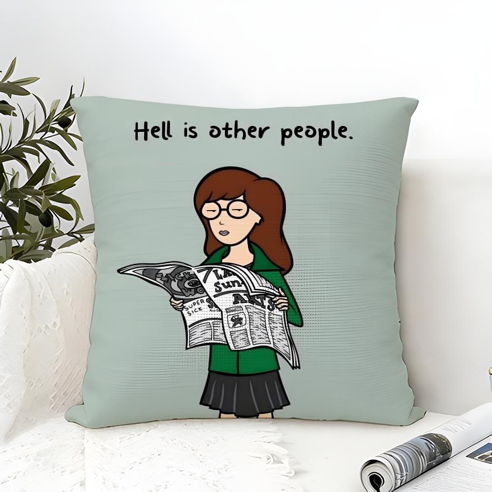 Cartoon DDaria Pillow Case Cotton Linen Fabric Square Zipper Pillowcase Home Decorative Living Room