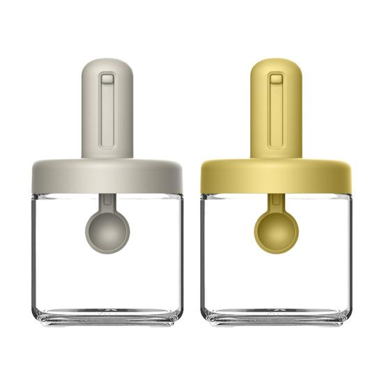 Банка для приправ, стеклянная бутылка для специй, большая емкость, прозрачный корпус, телескопическая ложка, крышка, герметичная, влагостойкая, бытовая кухонная коробка для хранения соли