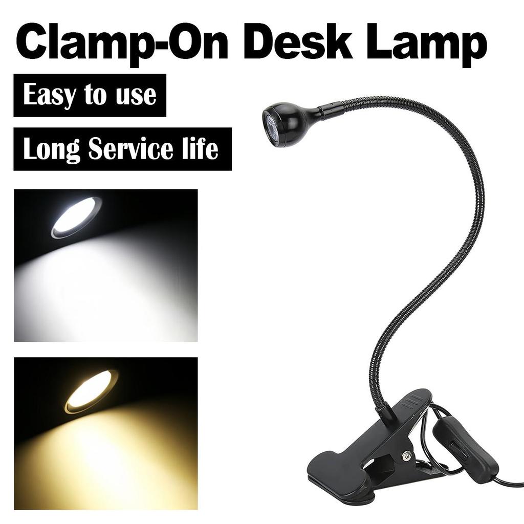 Usb Led Clip On Desk Lamp Reading Book Light Clip-on Night Lights Gooseneck Table Study Read 5v Cold White 360°clip-on For/table