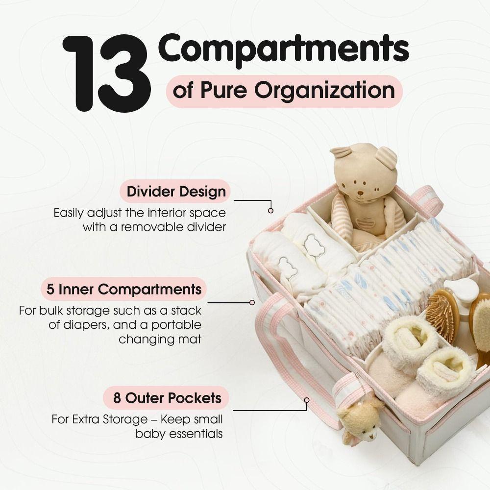 Large Capacity Nursery Storage Basket Felt Diaper Bag Gift for Baby Shower