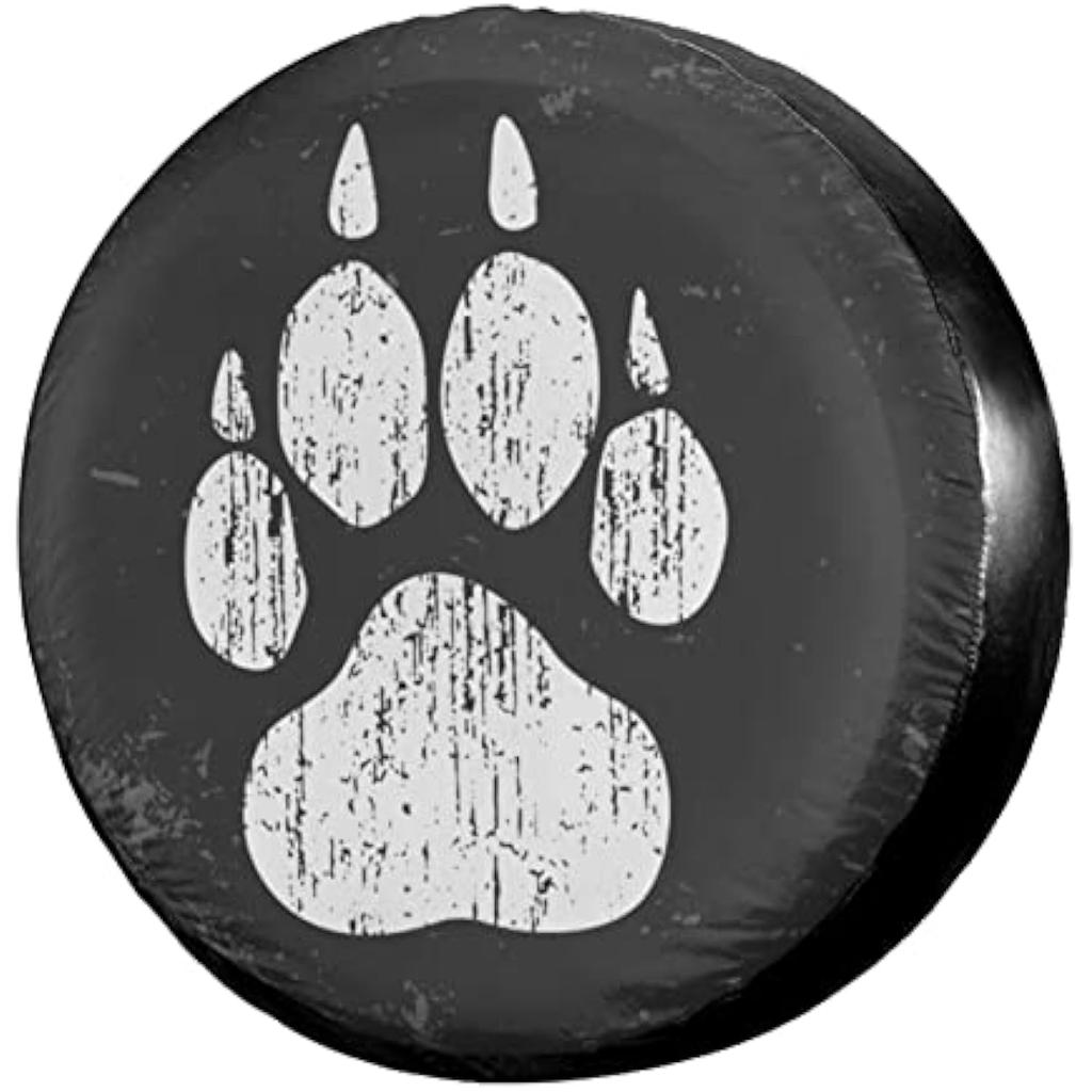 Distressed Paw Print Spare Tire Cover Waterproof Dust-Proof Wheel Cover for SUV Truck Trailer RV