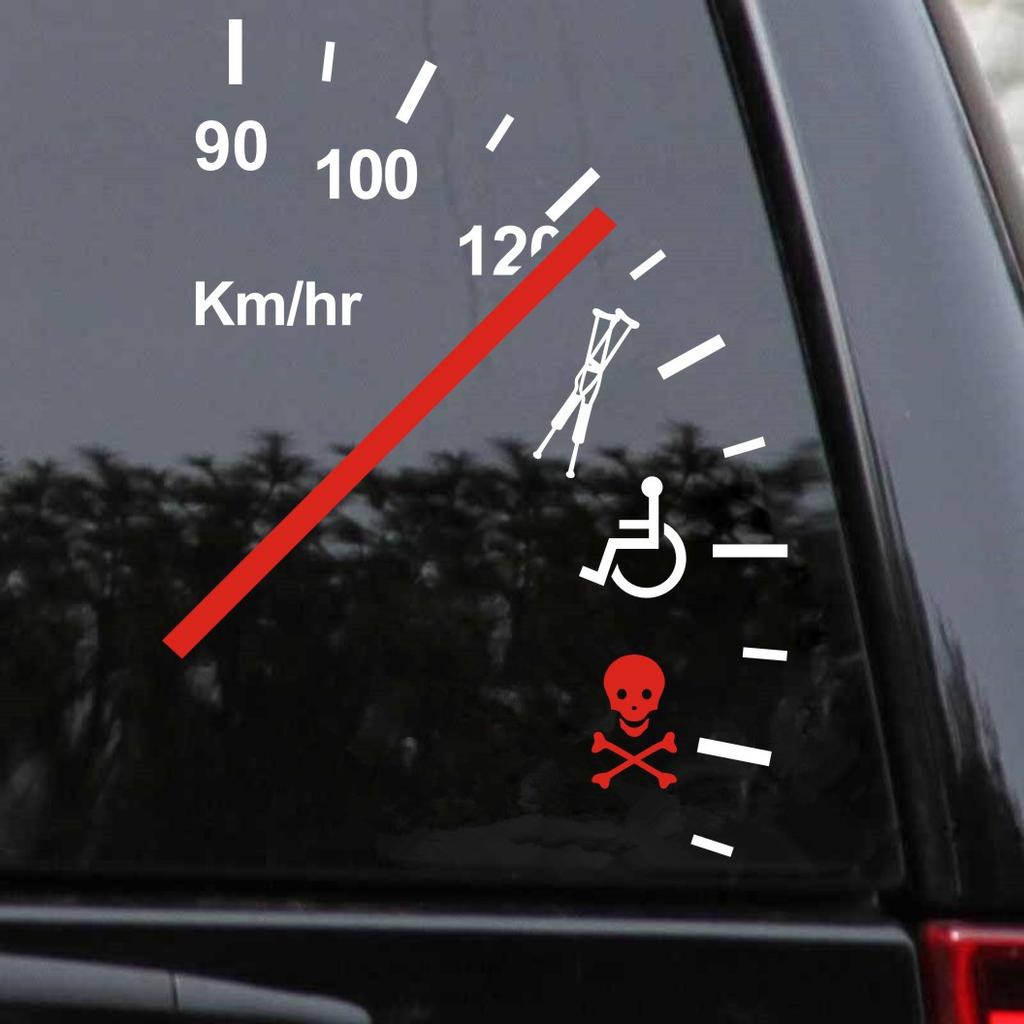 Speeding Safe Warning Funny Speedometer Cluster Vinyl Car Decal Bumper Sticker
