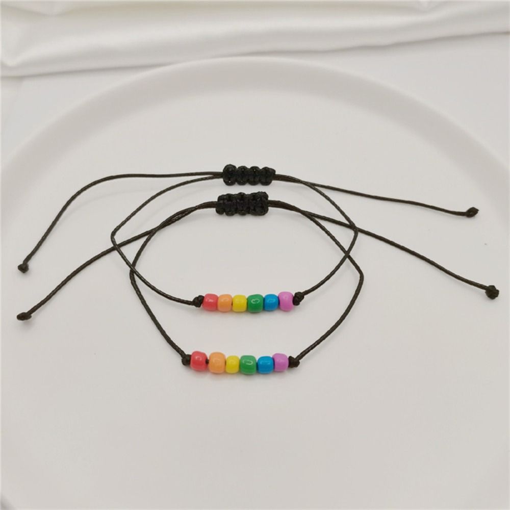 2 шт. Браслет-сердечко радужных цветов, регулируемый плетеный браслет дружбы, подарки