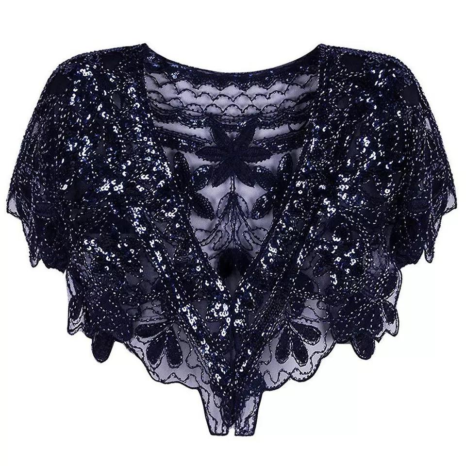 Женская шаль 1920-х годов, вечернее болеро с бисером и накидками-хлопушками