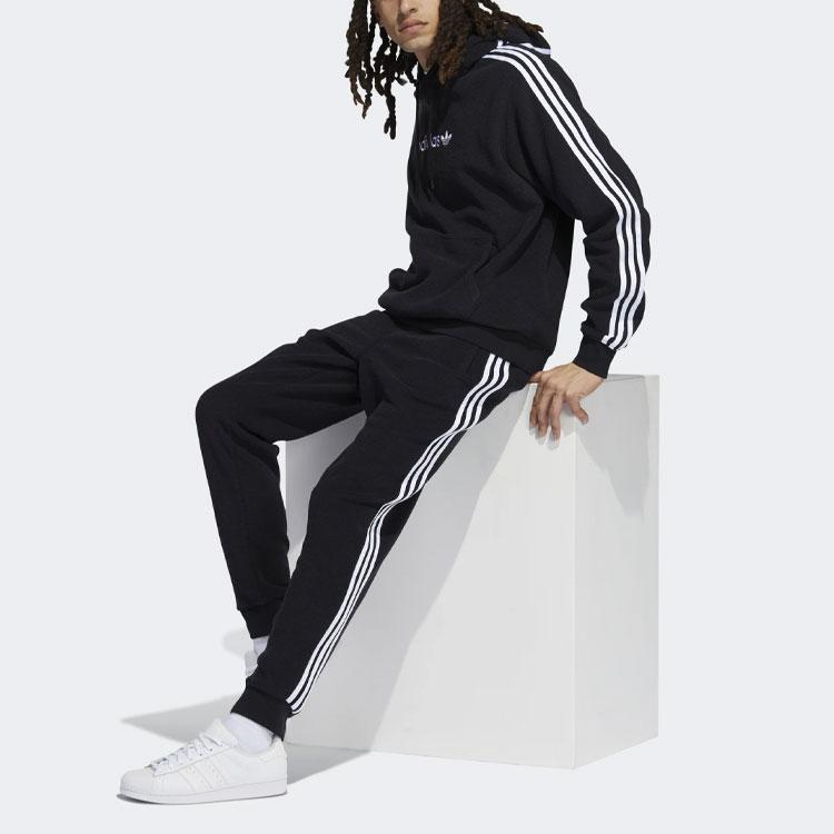 adidas Мужские джоггеры в полоску с трилистником и буквенным принтом Originals, черные H31238