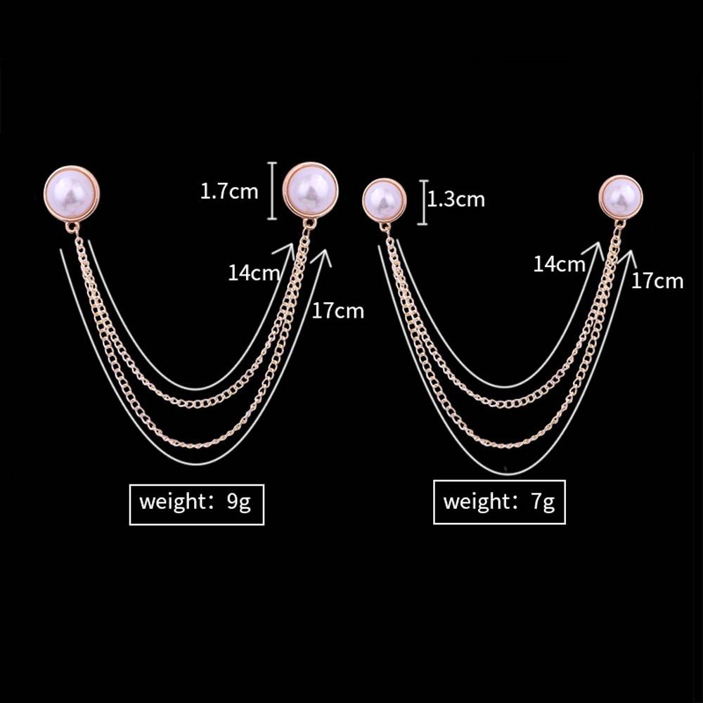 For Men Girl Double Chain Double Layer Women Brooches Korean Pin Pearl Collar Pin Collar Brooch