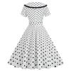 Women's Fashion Lapel Vintage Polka Dot Print Maxi Dress With Belt