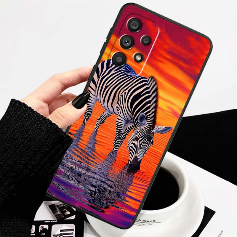 Мультяшные Аниме Животные Чехол для Телефона Для Samsung A73 A72 A71 A55 A54 A53 A52 A51 A13 A22 A16 A15 A12 A14 A26 A07 5G Черный