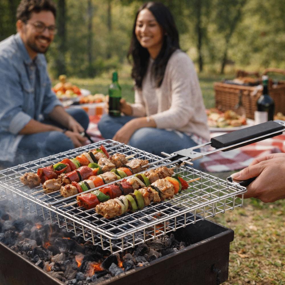 Инструменты для барбекю Складная ручка Корзина для гриля BBQ Многофункциональная Антипригарная корзина для гриля Углеродистая сталь Корзина для жарки на гриле Барбекю