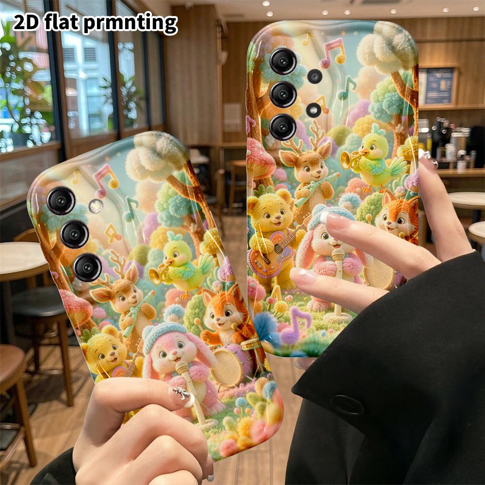 Phone Case: 2D flat, fits Samsung Galaxy A34 A35 M05 M06 S20 S22 S21 FE Plus 5G protective case, forest animal band, perfect Christmas and Halloween h