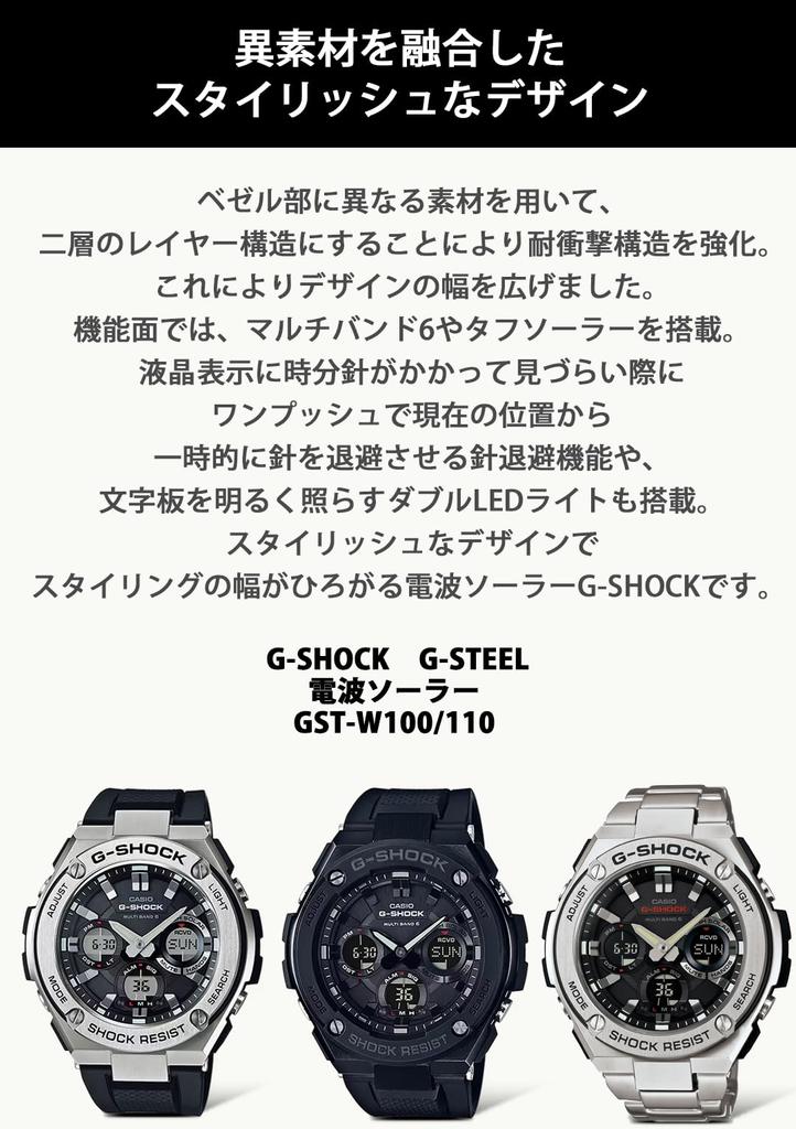 [Casio] Часы G-Shock [Оригинальный отечественный продукт] G-STEEL Radio Solar GST-W110-1AJF Черный