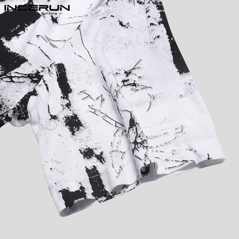 INCERUN плюс размер S-5XL мужские футболки с коротким рукавом повседневные свободные летние нерегулярные топы