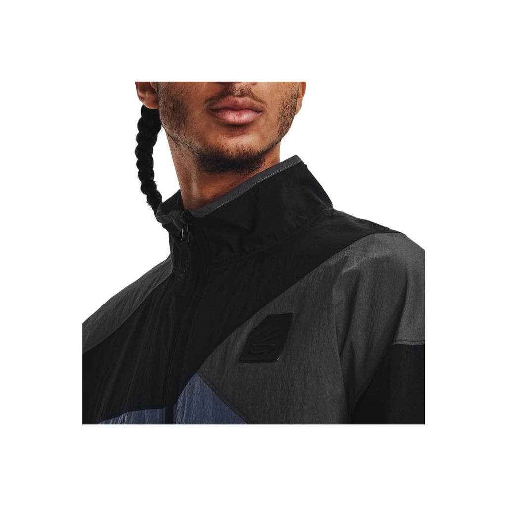 Under Armour Colorblock Logo Stand Collar Long Sleeve Jacket Men Jackets Black 1377304-001