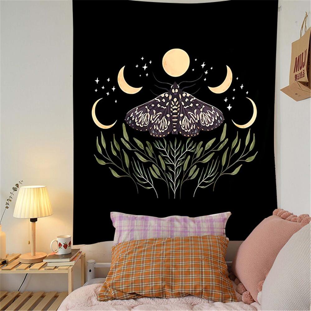 Настенный фоновый тканевый гобелен с вороной, медитация, психоделический рунный художественный настенный психоделический абстрактный гобелен
