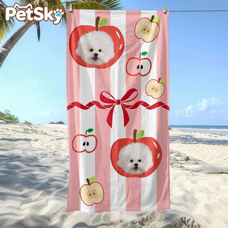 Pet Photo Beach Towel, Dog Cat Print Microfiber Towel, Quick Dry Sandproof Soft Absorbent Bath Towel for Beach Pool