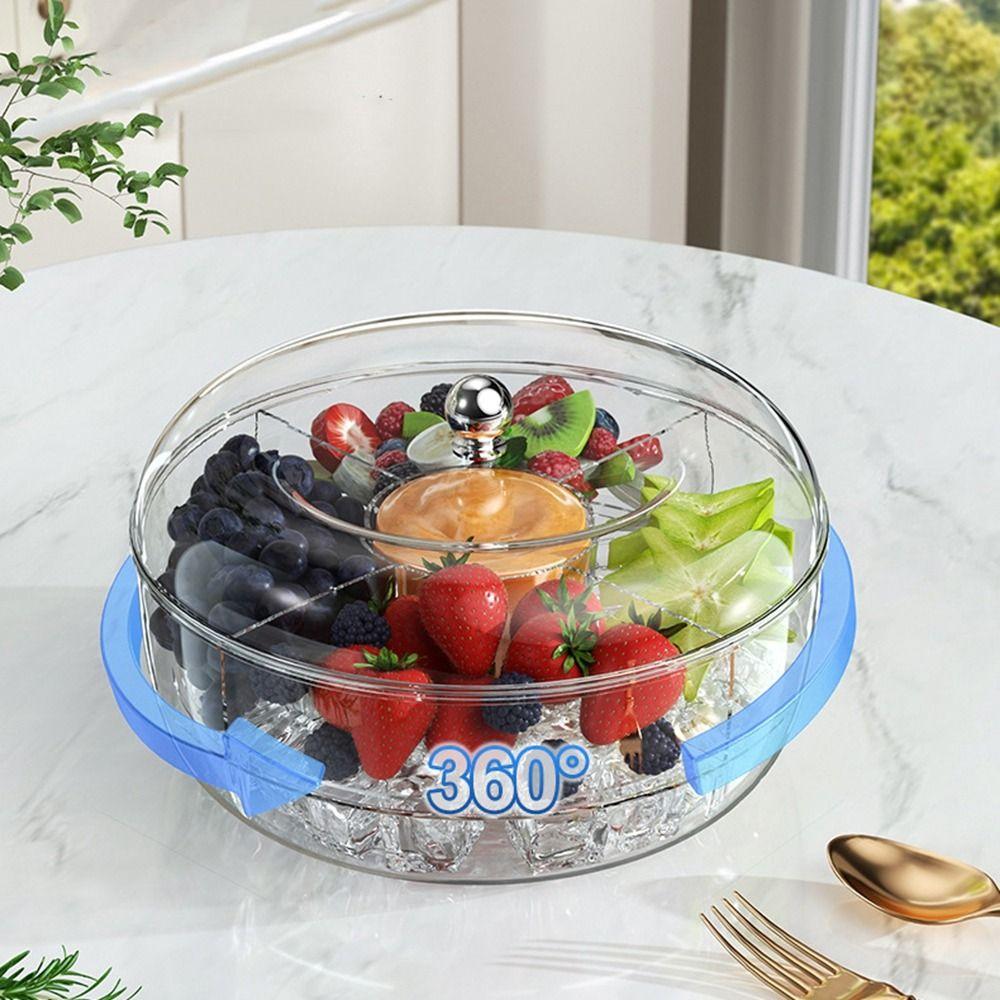 Пластиковый холодильник вращается фруктовая тарелка прозрачный круглый разделенный сервировочный поднос вращающийся большой емкости фруктовая тарелка Crisper