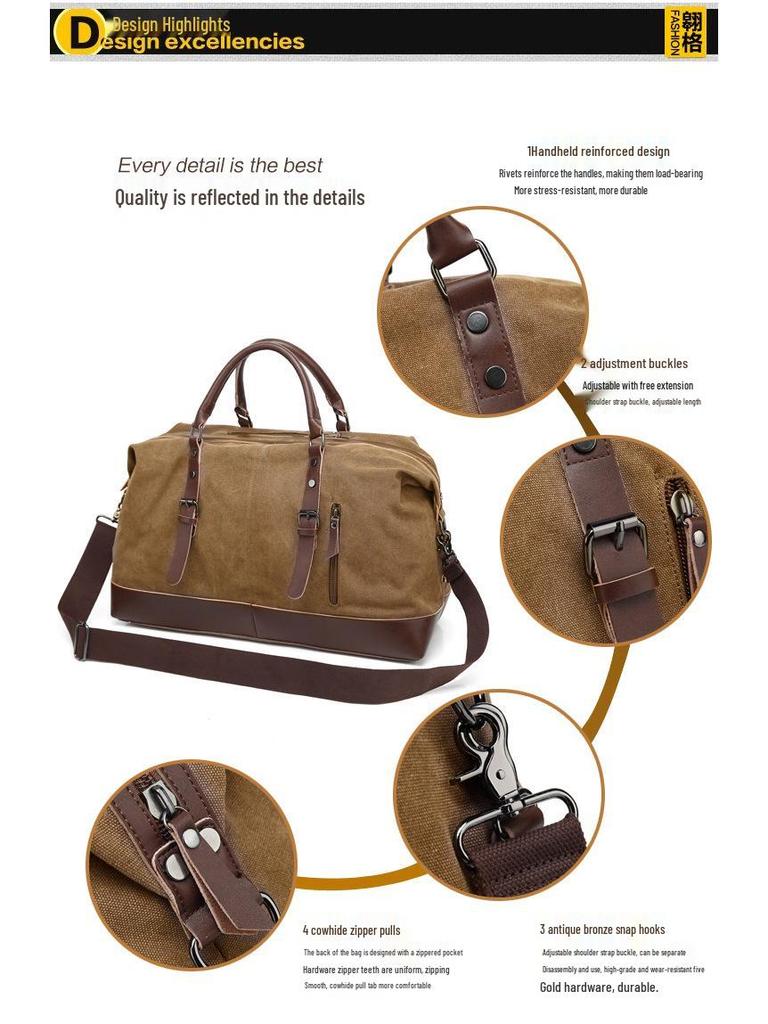 Stylish Large Capacity Unisex Travel Canvas Bag - Shoulder, Crossbody, and Handbag 3-in-1