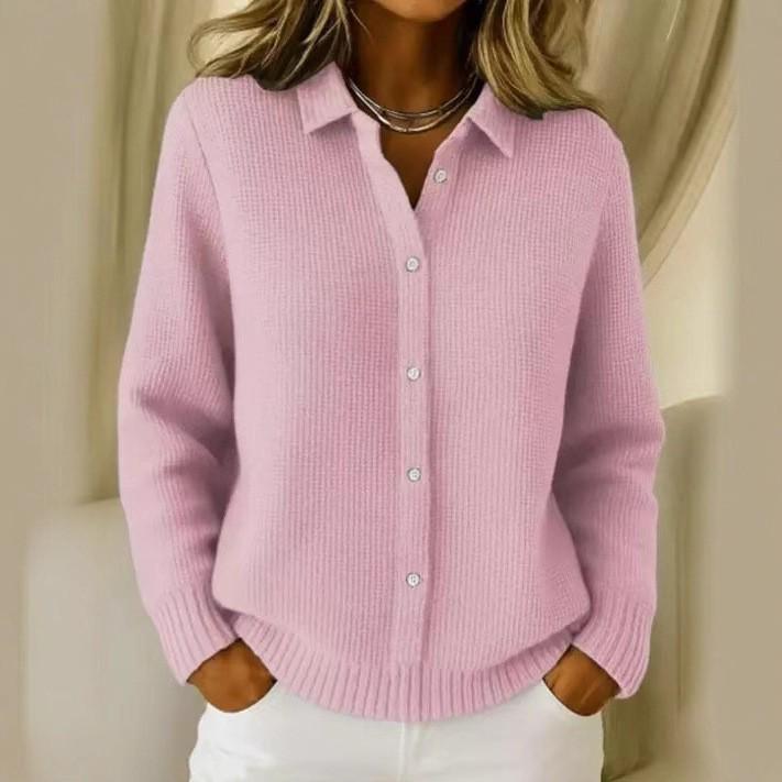 Женская рубашка 2026 Осень/Зима Европейская и Американская Однотонная с Принтом Свободного Кроя с Длинным Рукавом