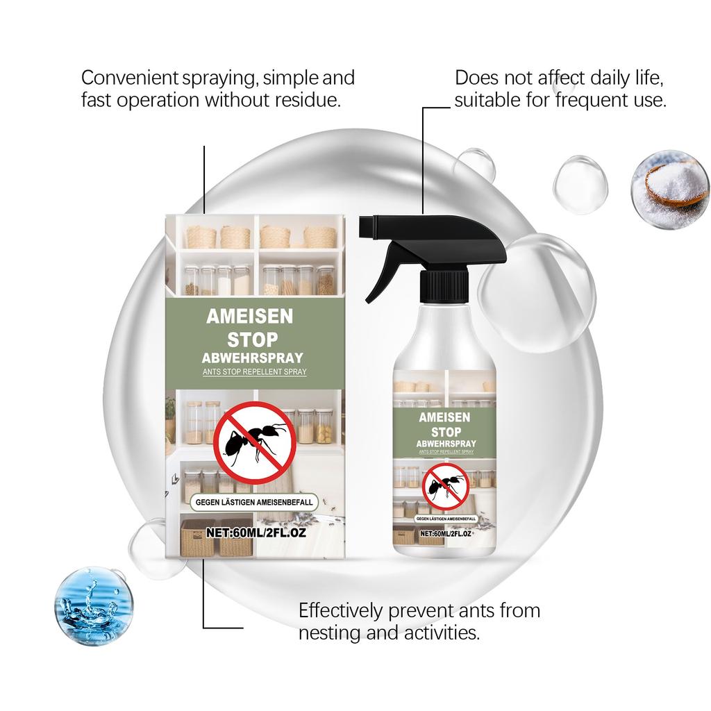 Спрей от муравьев для внутреннего и наружного применения, свежий, быстрый и эффективный против муравьев, 60 мл