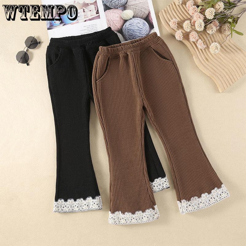 Girls' Bell Bottom Pants for Autumn and Winter Stylish and Versatile with Thick Fleece and Baby Outer Pants