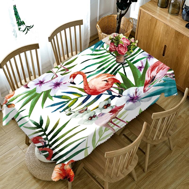 Скатерть с изображением тропического фламинго, пылезащитная, утолщенная, хлопковая, прямоугольная, круглая, для свадьбы, пикника, вечеринки