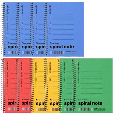 Блокнот Maruman Memo Spiral Ring A6, горизонтальная линейка, 6 мм, 10 книг, ассорти N670X10SET