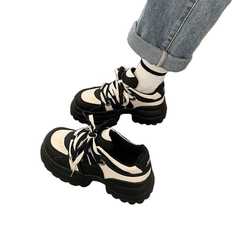 Black dad shoes women's shoes new spring small height increase versatile platform sneakers