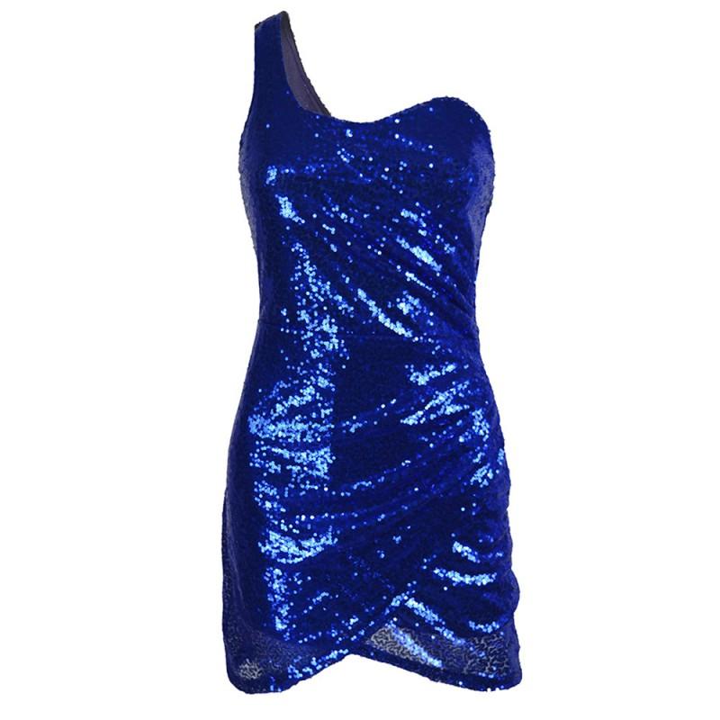 Sexy Sequin One Shoulder Backless Bodycon Midi Dress Party Club Night Out
