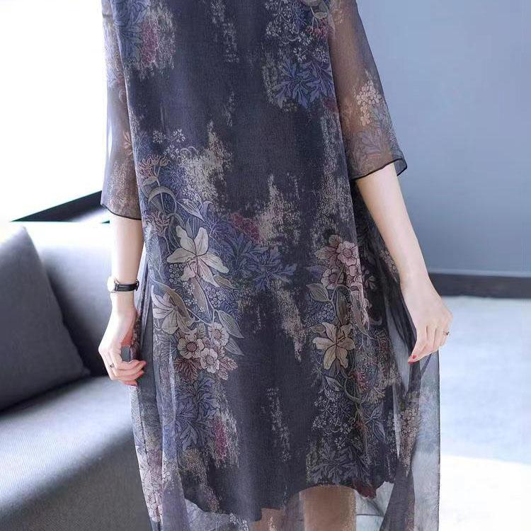 Женское элегантное шелковое платье Boussac с цветочным принтом в стиле вестерн, Vestidos Mujer, 5xl