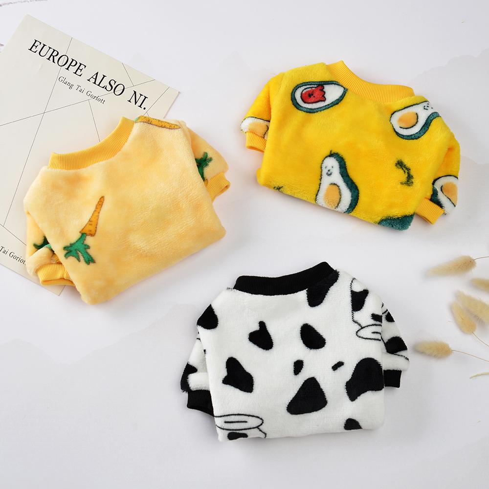 Теплая флисовая одежда для домашних животных, милое пальто с принтом, рубашка-рубашка для маленьких и средних собак, кошек, Тедди, зимний наряд для французского бульдога, чихуахуа
