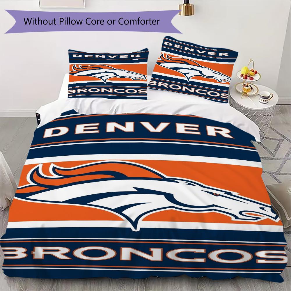 Denver Broncos Pattern Bedding uilt Set uilt Cover Pillowcase Home Decoration Birthday Gift (1*duvet cover + 2*pillowcase without core)