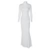 French Fashion Women's Autumn Slim Temperament Solid Color High Neck Long Sleeve Bag Hip Long Dress