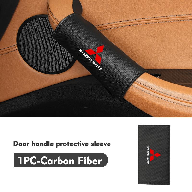 cxumpj1 Car Door Handle Leather Auto Protective Case Cover For Mitsubishi Lancer ASX Pajero Mirage Attrage Xpander Outlander