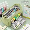Anko Large-capacity Double-layer Canvas Pencil Case Multi-functional Portable Stationery Box Simple